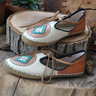 Babet Çarık Bağcıklı Beyaz