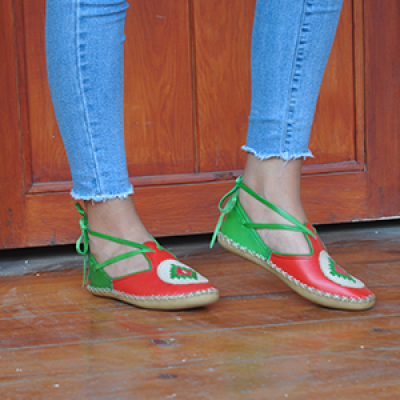 Babet Çarık Bağcıklı Kırmızı