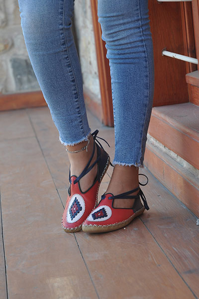 Deri Babet Sandalet Bağcıklı - 1