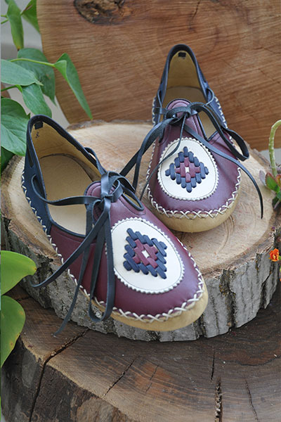 Lacivert - Bordo Bağcıklı Çarık - 1