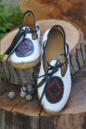 White-Navy Blue Lace-Up Boots - 3